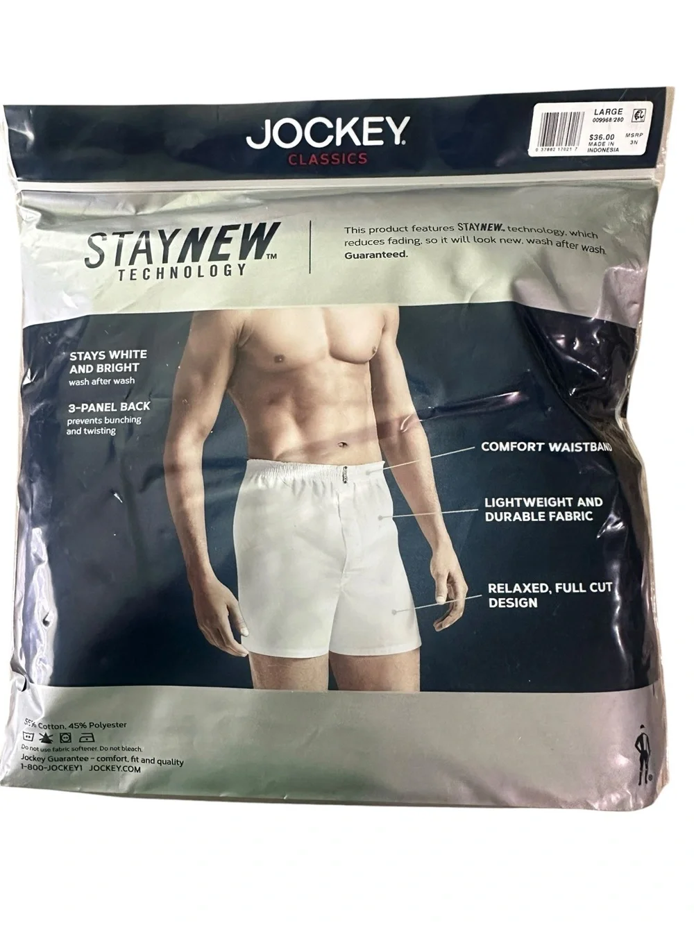 Jockey Full Cut Woven Boxers Stay New - Mens Size Large (36-38) Multi Plaid